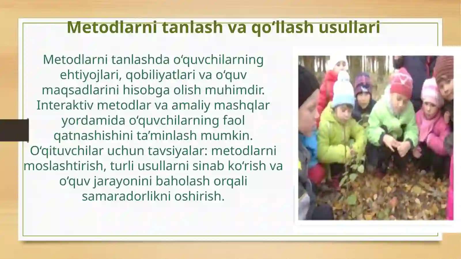 EkskursiyadarslaridaturlaridaturlimetodlardanfaydalanishReja 4