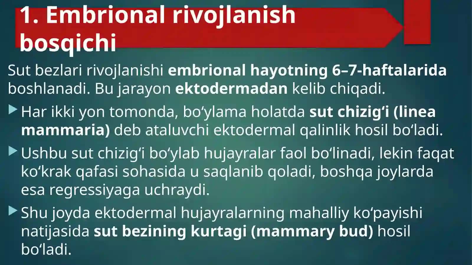 Sutbezlarining gistogenezi va gistofiziologiyasi. Laktatsiya jarayonining neyrogumoral mexanizmlari 4