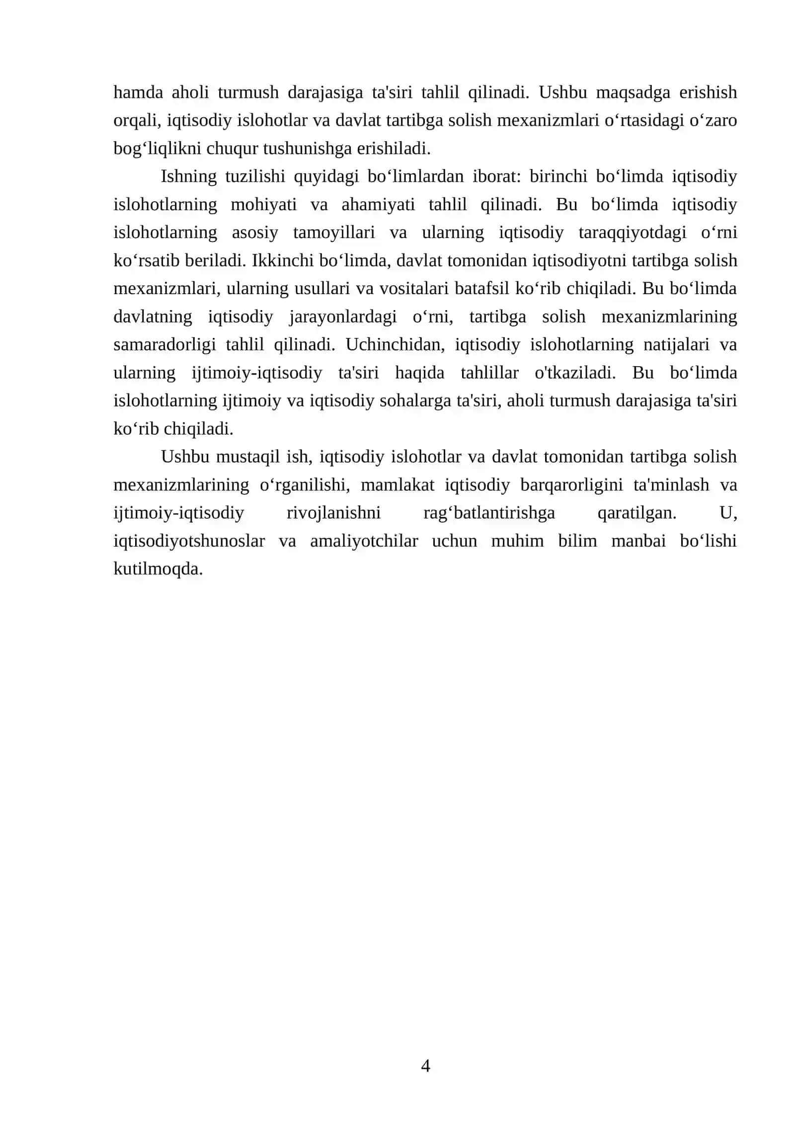 Iqtisodiy islohotlar va iqtisodiyotni davlat tomonidan tartibga solish mexanizimining shaklllanishi 4