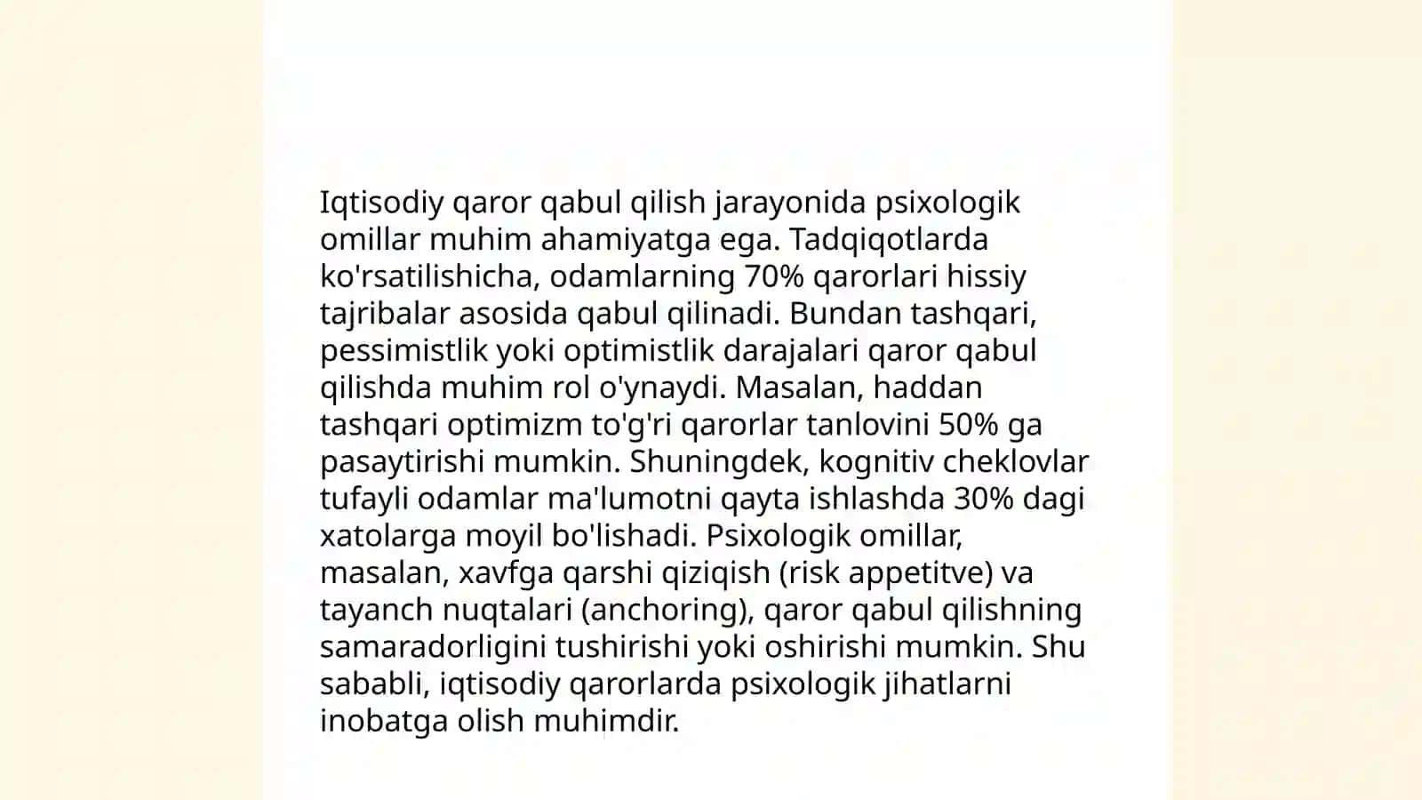 Xulq-Atvor Iqtisodiyoti va Psixologiya 4