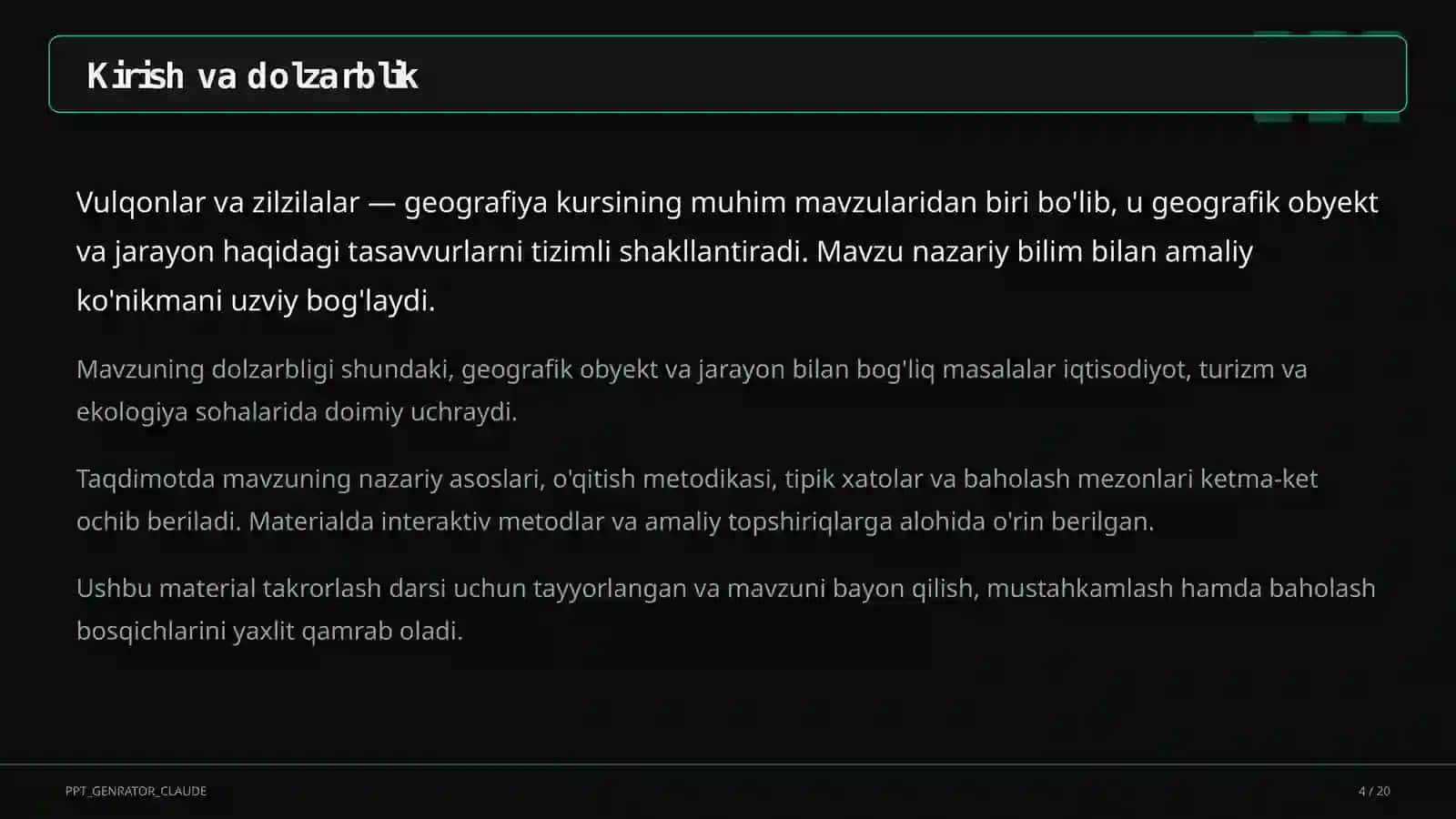 Vulqonlar va zilzilalar (5-sinf) 4