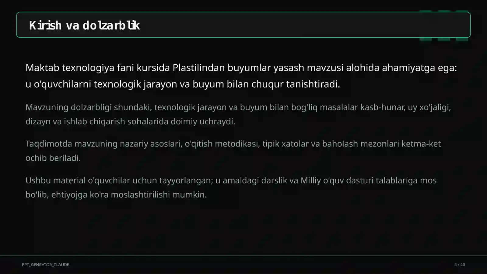 Plastilindan buyumlar yasash (1-sinf) 4