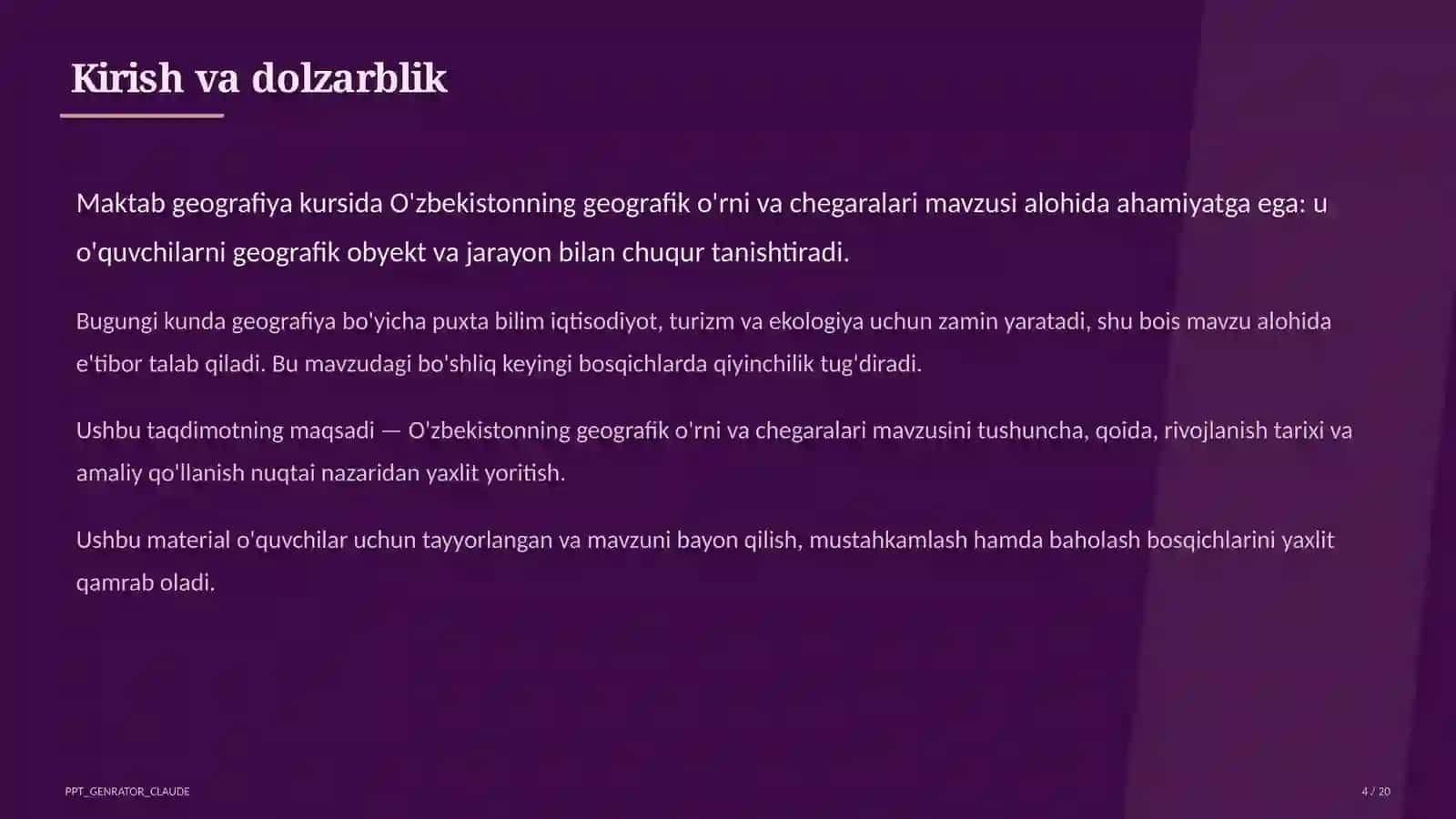 O'zbekistonning geografik o'rni va chegaralari (8-sinf) 4