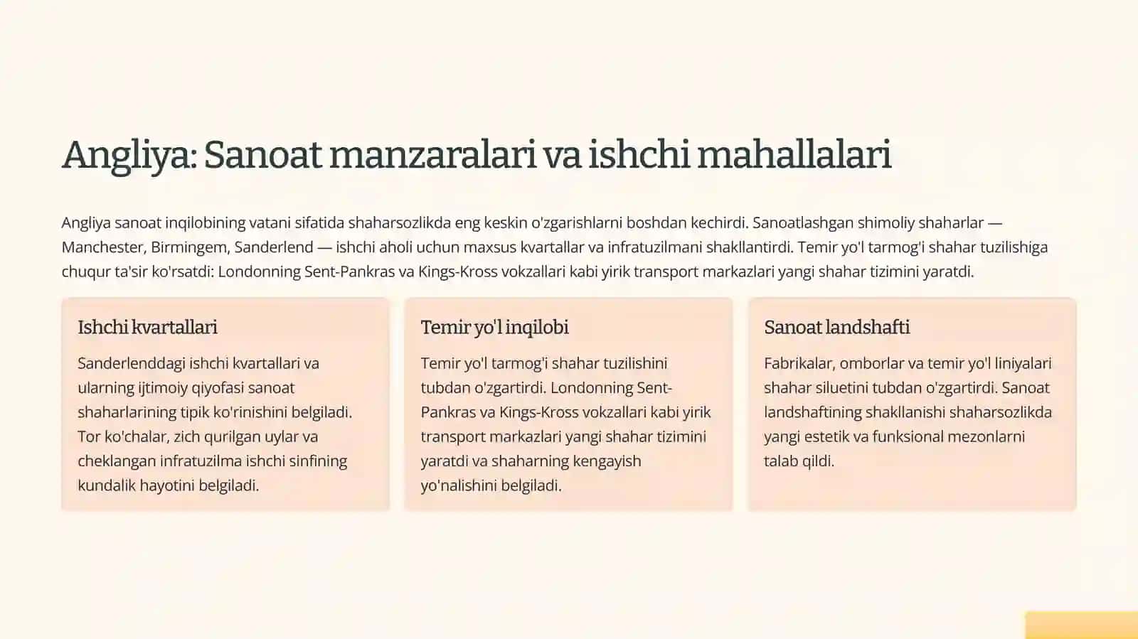 G‘arbiy yevropaning 18 va 19 asrning 1-yarmidagi shaharsozligi. Fransiya, Germaniya, Angliya, Rusiya, Shimoliy Amerika.ppt 4