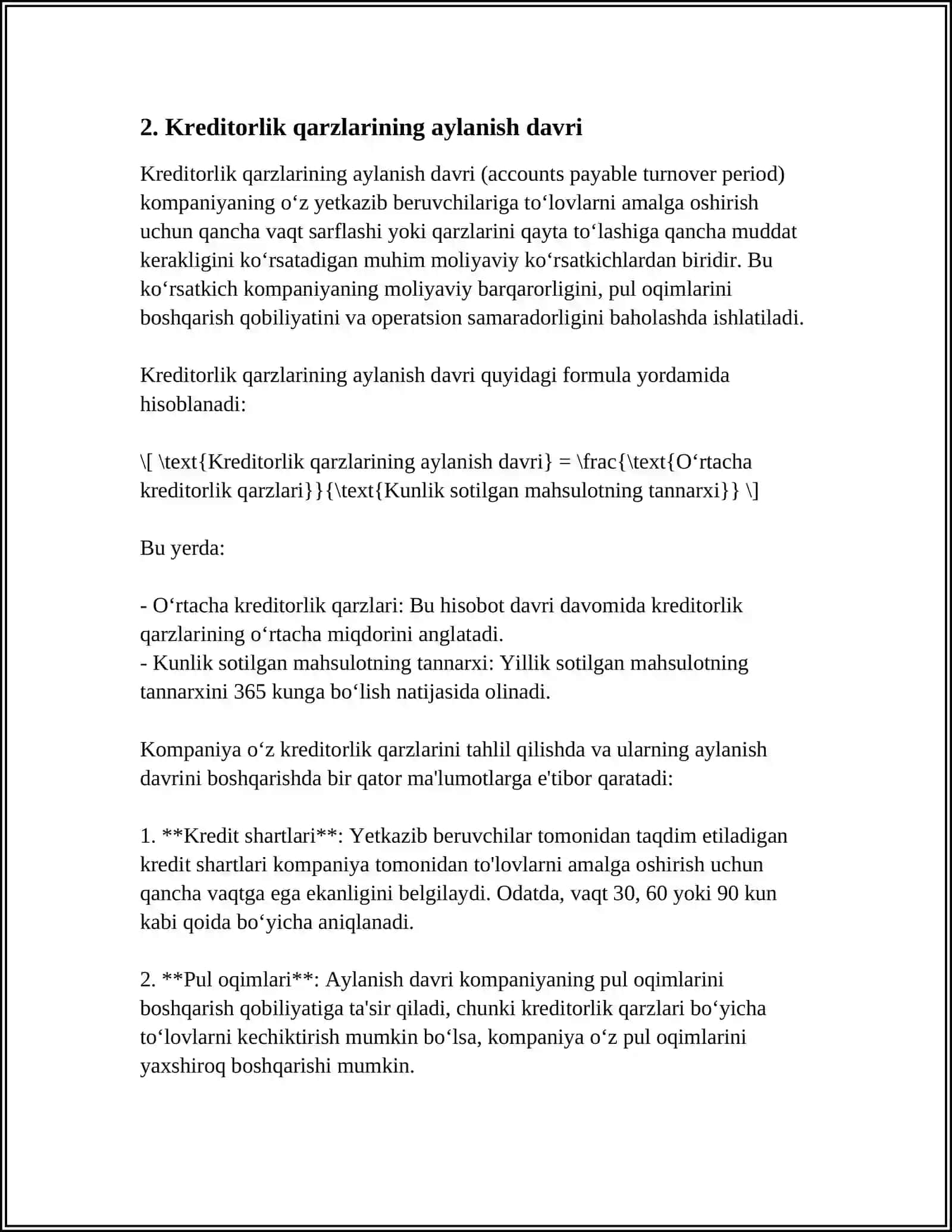DEBITORLIK VA KREDITORLIK QARZLARINI AYLANIVCHANLIK TAHLIL 4