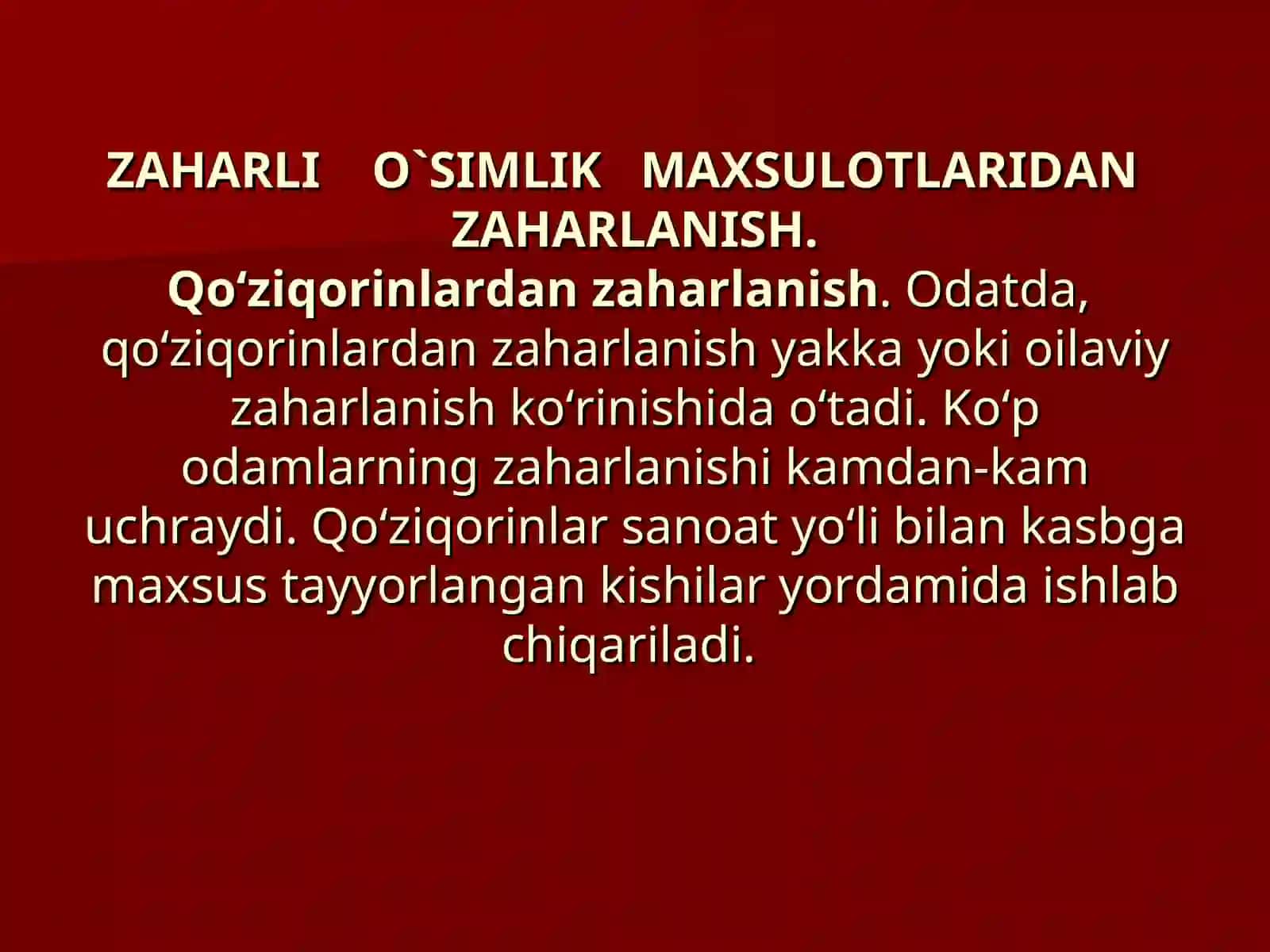 ZAHARLIO`SIMLIK MAXSULOTLARIDAN ZAHARLANISH 4