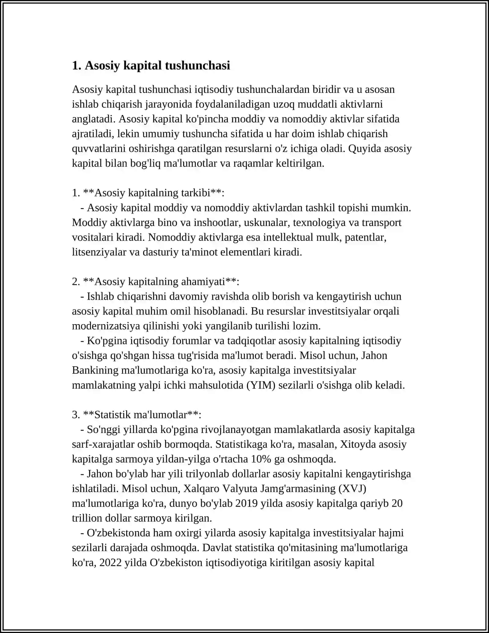 ASOSIY KAPITAL DOIRAVIY AYLANISHINING MOHIYATI, TARKIBIY TUZILMASI VA SAMARADORLIGI 4