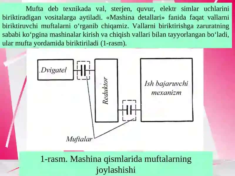 Boshqarilmay­digan (doimiy biriktirilgan qo’zg’almas va kompensatsiyalovchi) muftalar 4