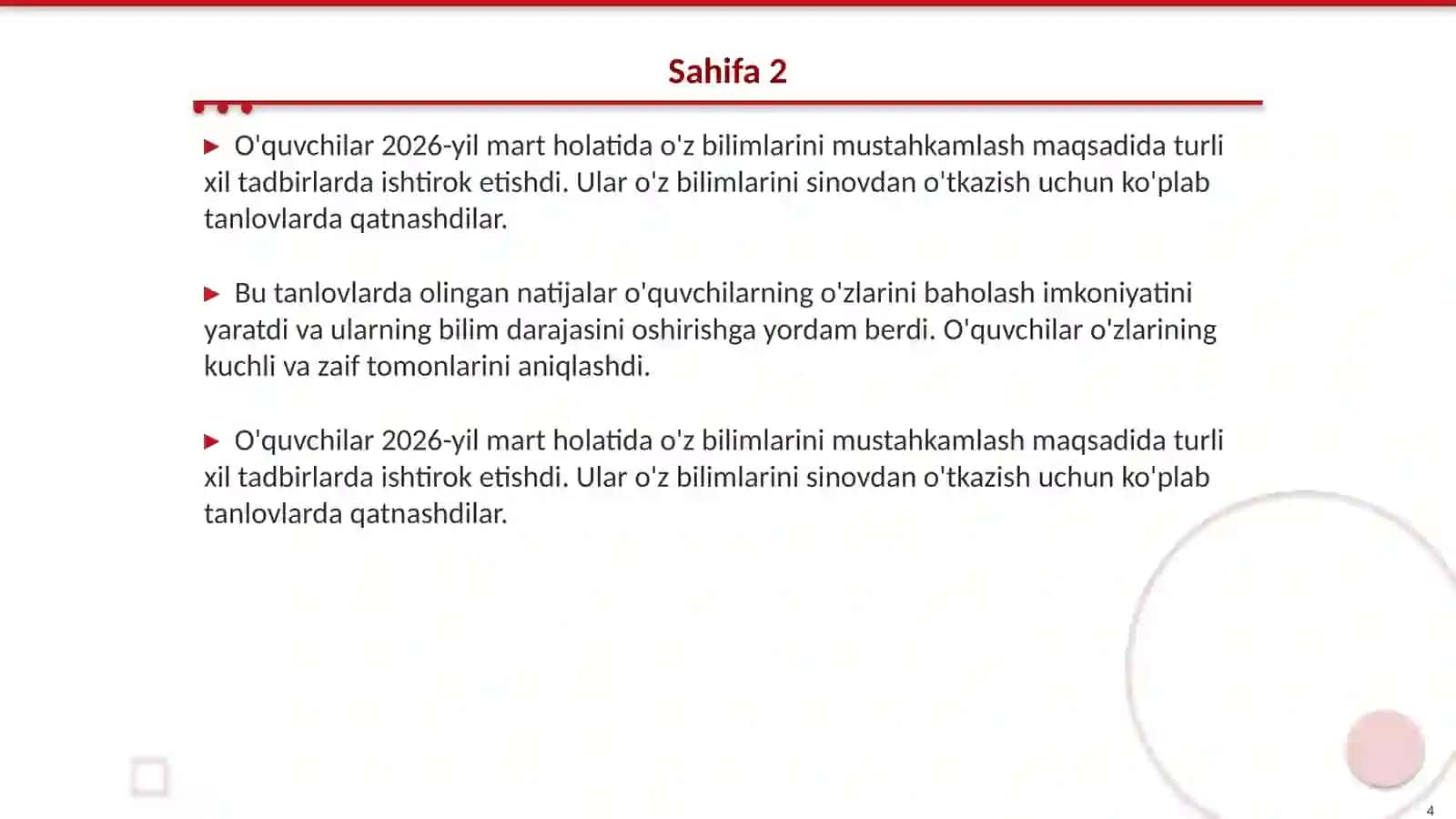 Qòshtepa IM 10-D sinf o'quvchilari natijalari 4
