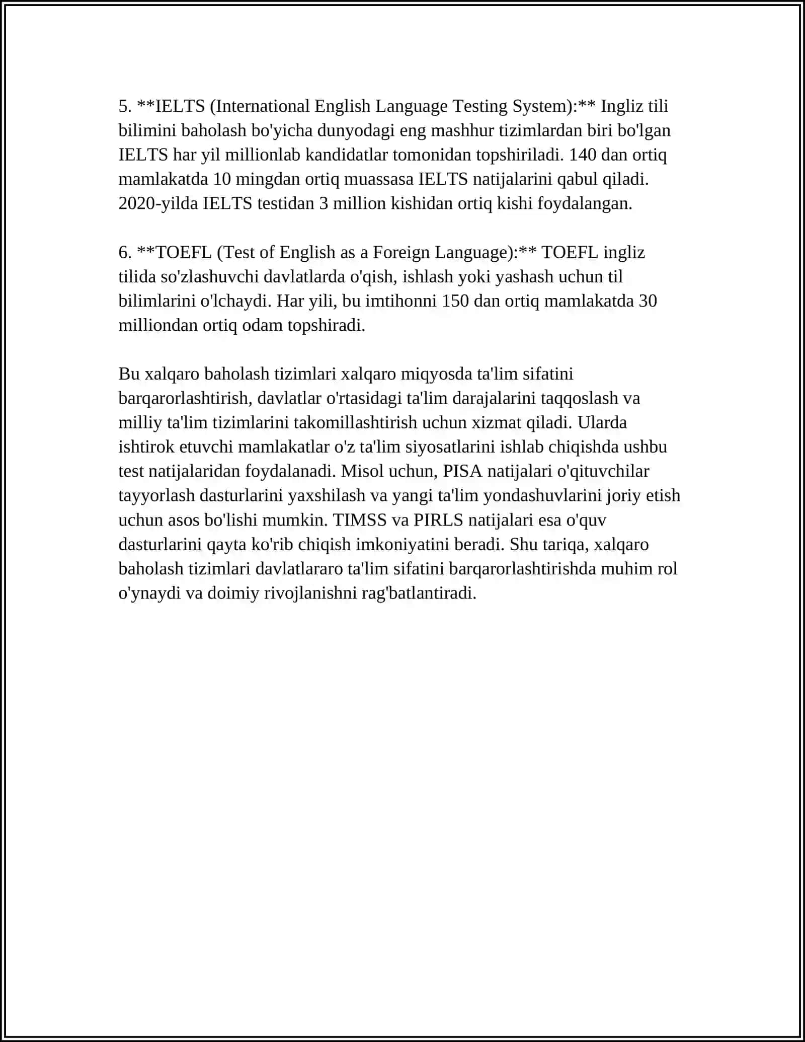 MATEMATIKA BO'YICHA BOSHLANG'ICH TA'LIM SIFATINI BAHOLASHNING XALQARO TIZIMI 4