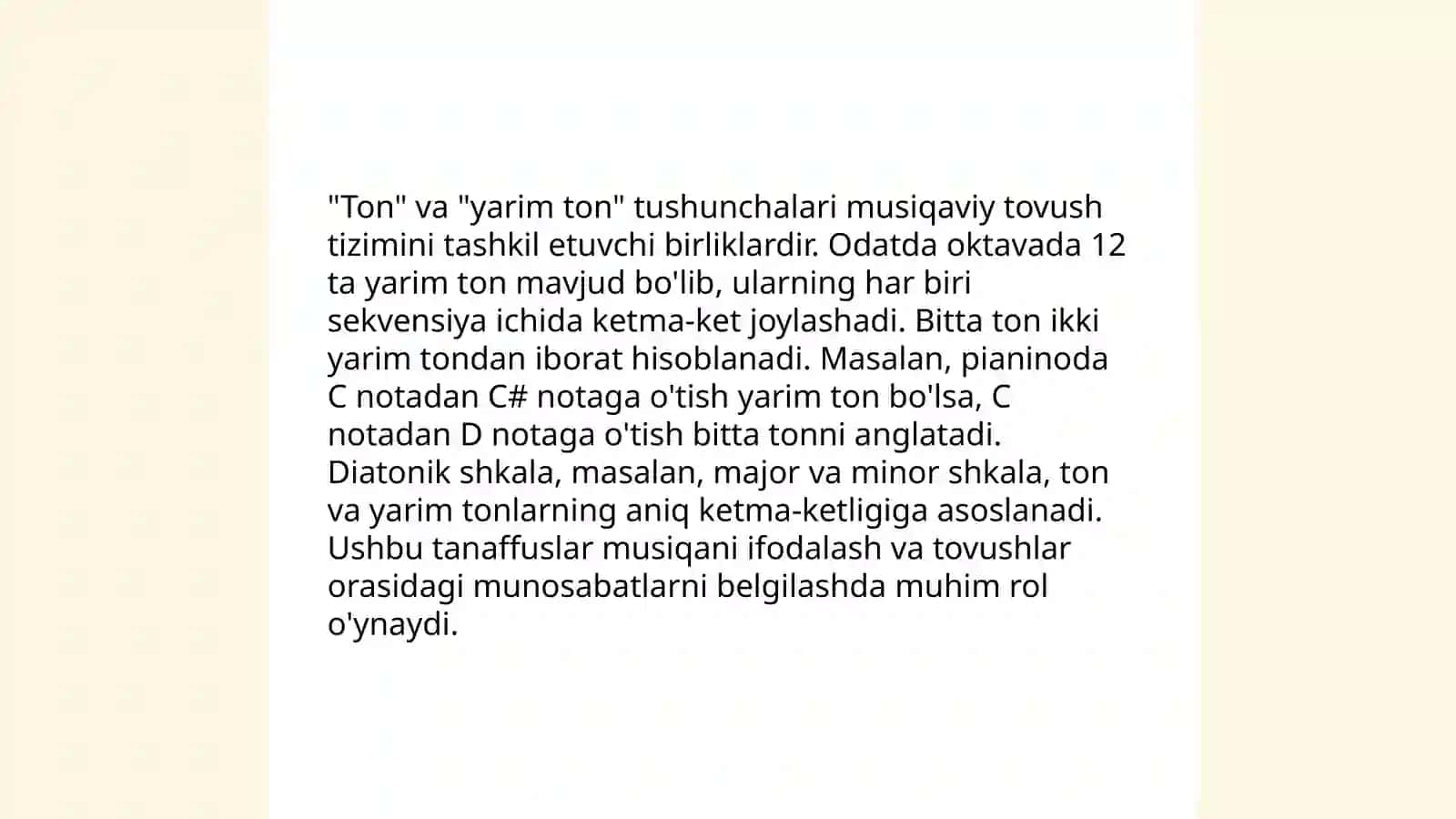 Musiqa nazariyasi.Uch tovushliklar va ularning aylanmasi. Madaminjonova Muhayyoxon 4