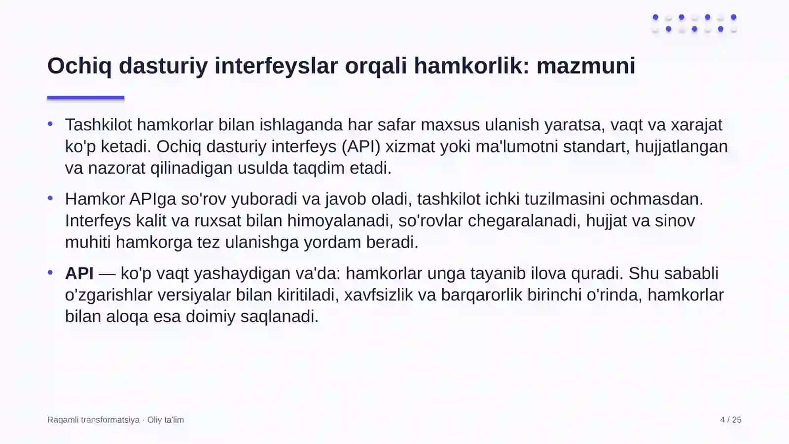 Lift xo'jaligida ochiq dasturiy interfeyslar orqali hamkorlik qilish 4