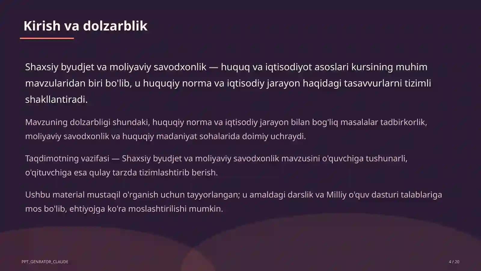 Shaxsiy byudjet va moliyaviy savodxonlik (10-sinf) 4