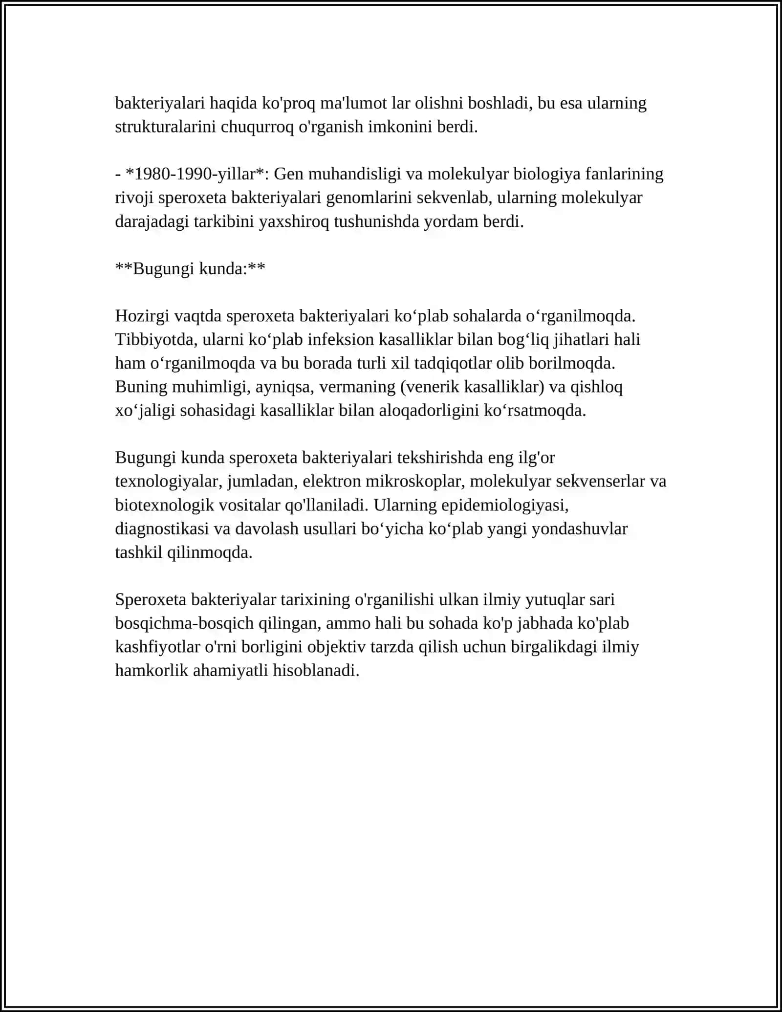 MUSTAQIL ISH Mavzu: SPEROXETA MIKROBIOLOGIYASI 4
