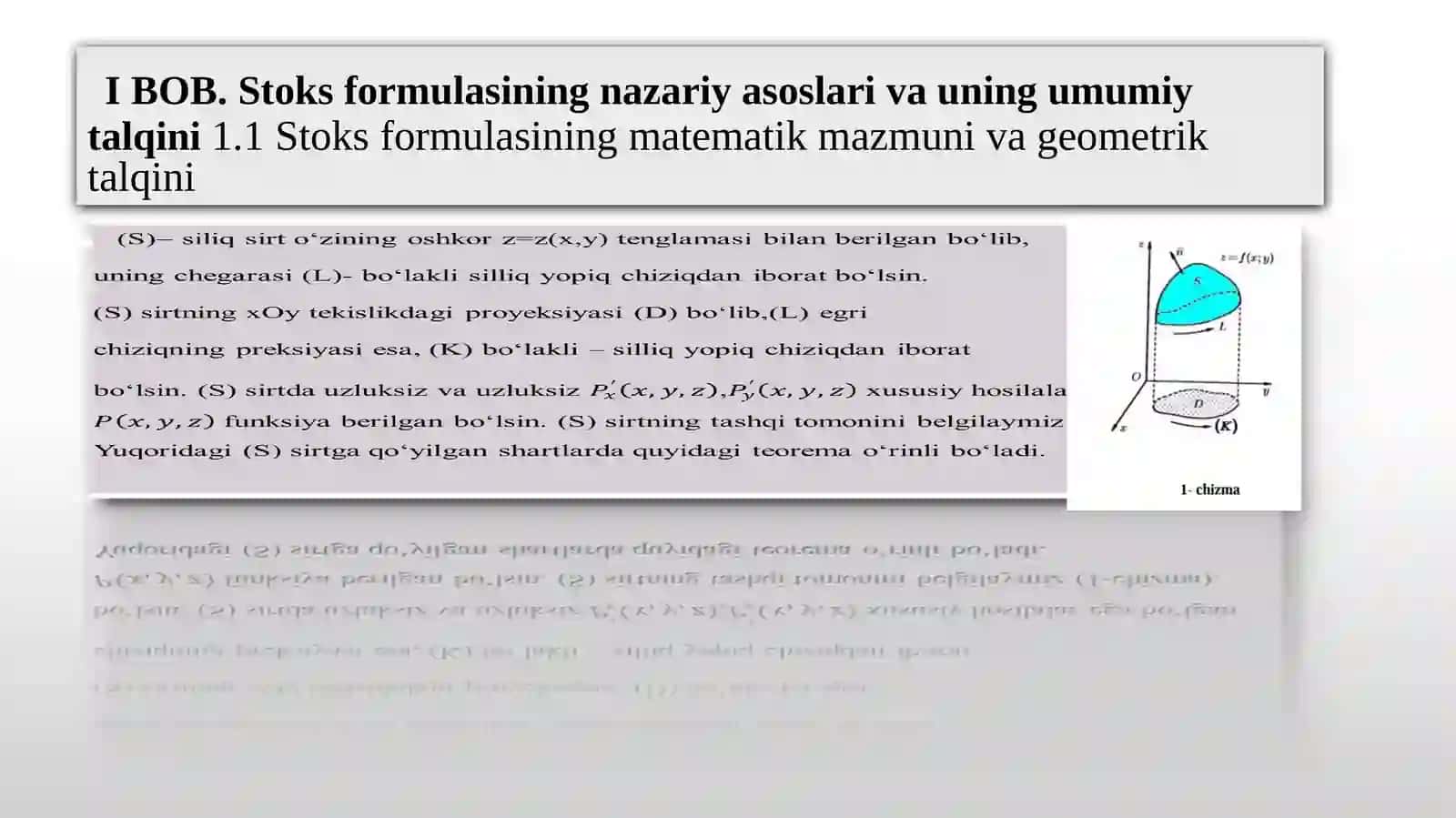 "Stoks, Gauss-Ostrogrodskiy formulalari" 4