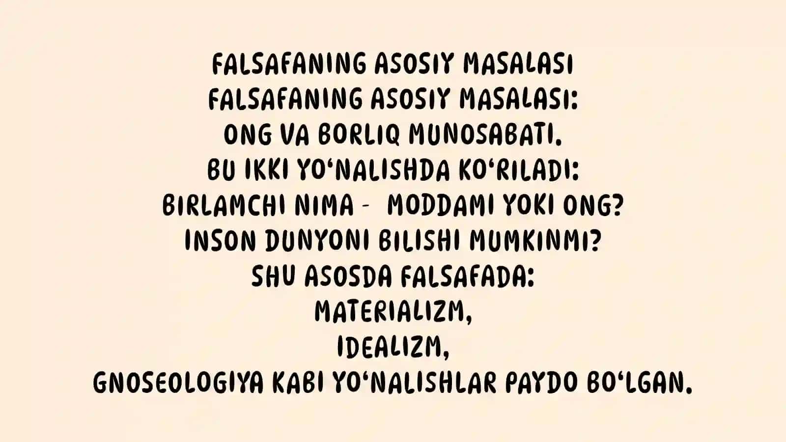 FALSAFA FANING PREDMITE MAZMUNI VA JAMAYATDAGI ROLI 4