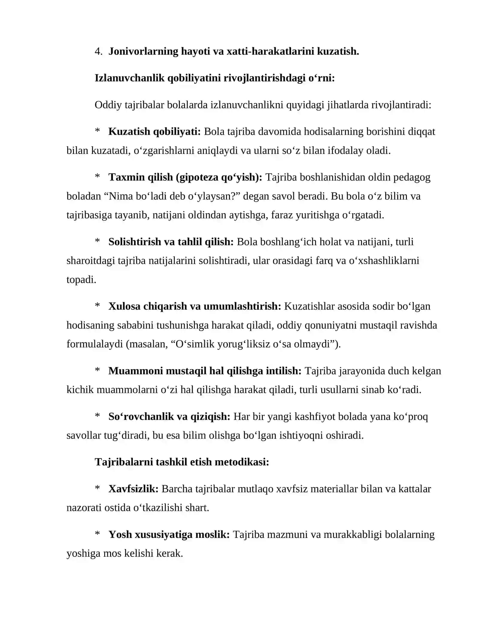 Oddiy tajribalar, ularning mazmuni bolalarda izlanuvchanlik qobiliyatini rivojlantirish 4