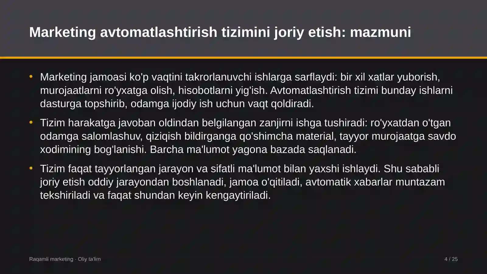 Ma'lumotlar markazlarida marketing avtomatlashtirish tizimlarini joriy etish 4