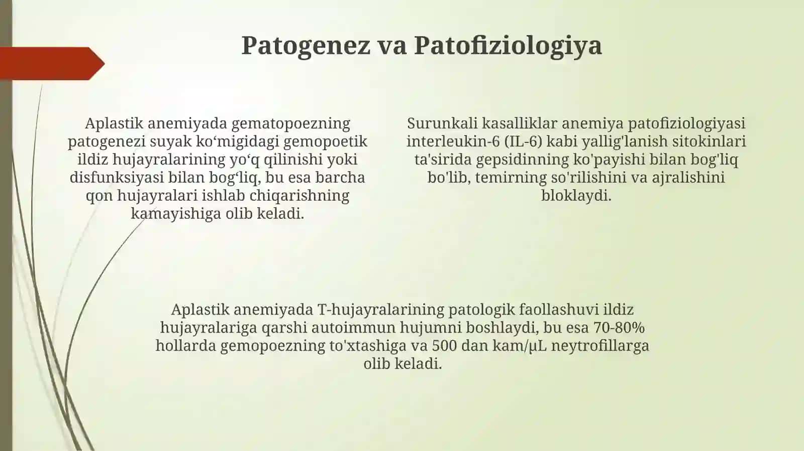 Aplastik anemiya va surunkali kasalliklar anemiyasi 4