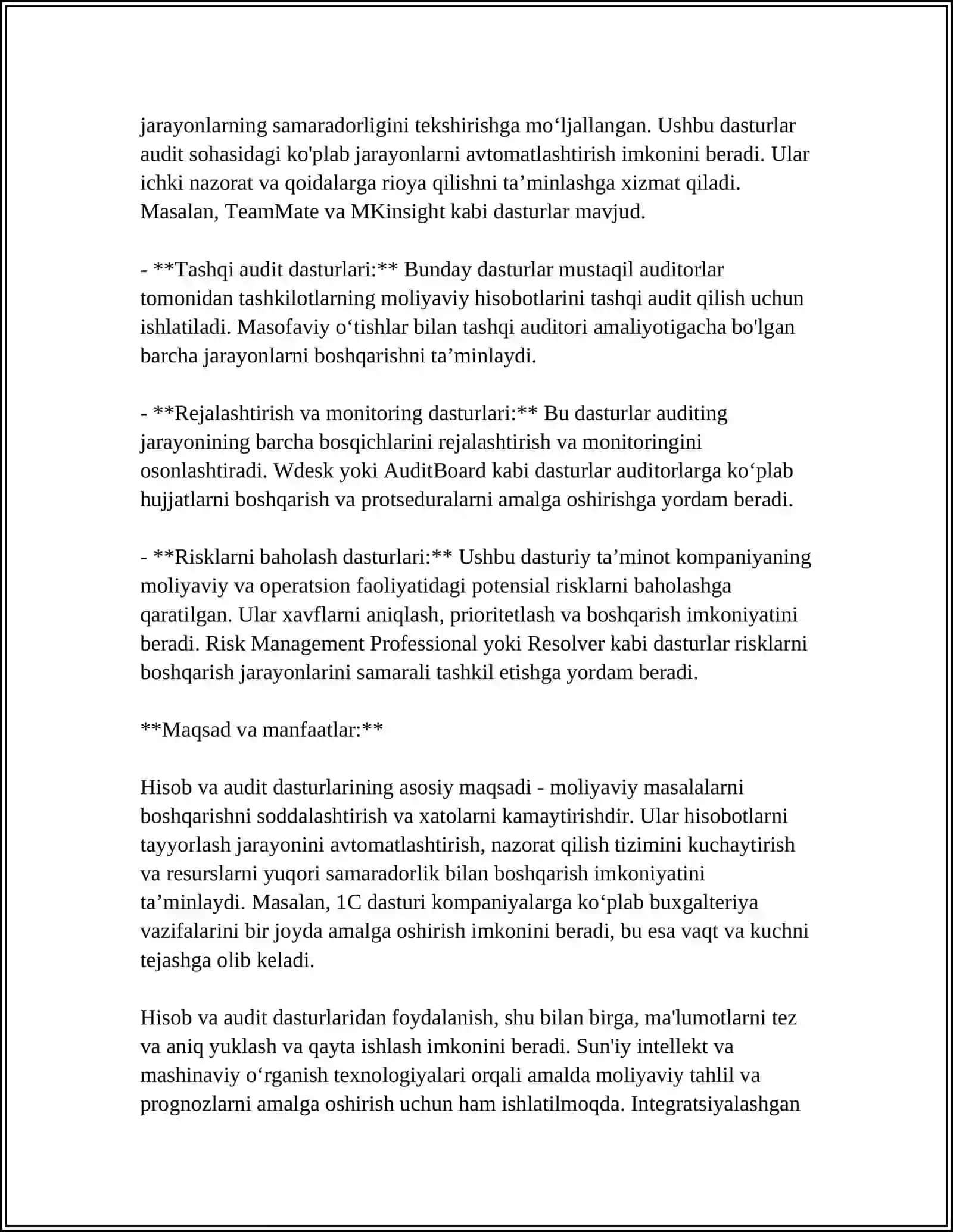 HISOB VA AUDIT BÖYICHA AMALIY DASTURLAR PAKETLARI TÖĞRISIDAGI TUSHUNCHA 4