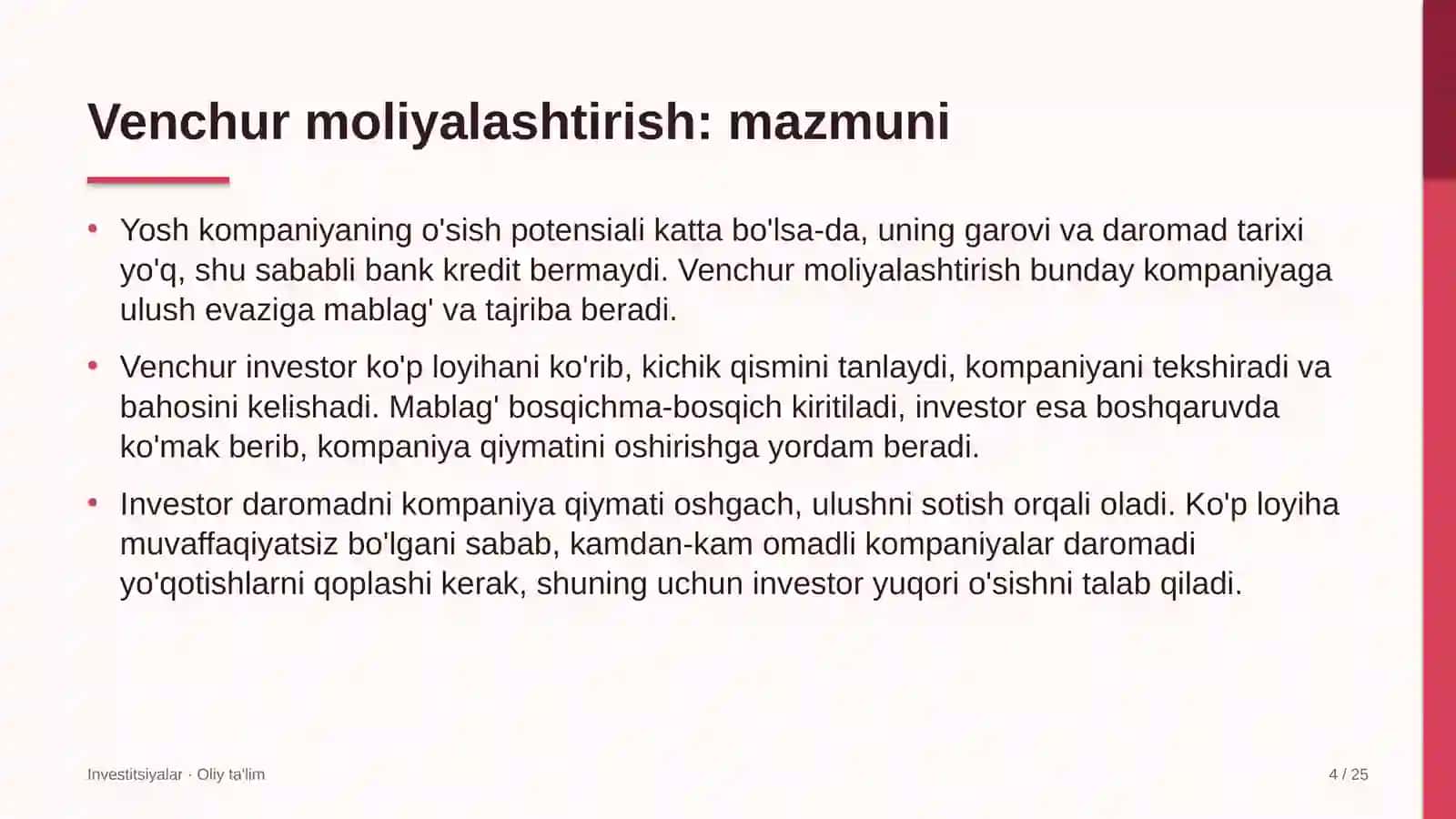 Ijara xizmatlarida venchur moliyalashtirish 4