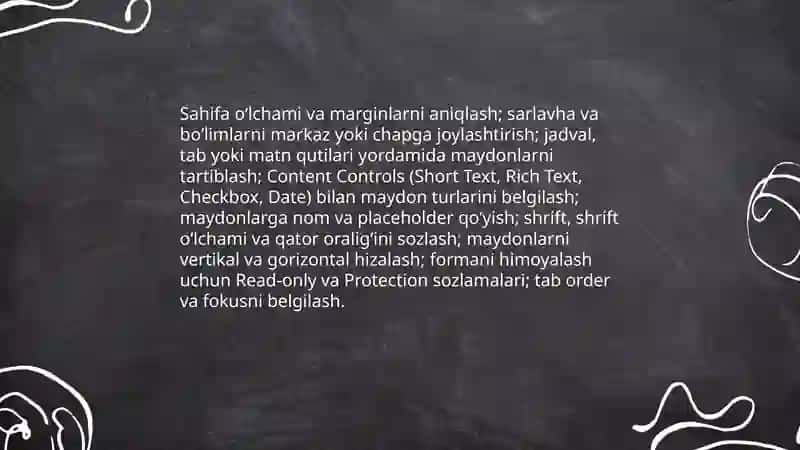 Word matn taxrirlagichida turli xil blankalar yaratish (ariza kasallik kartasi analizlar blankasi) 4