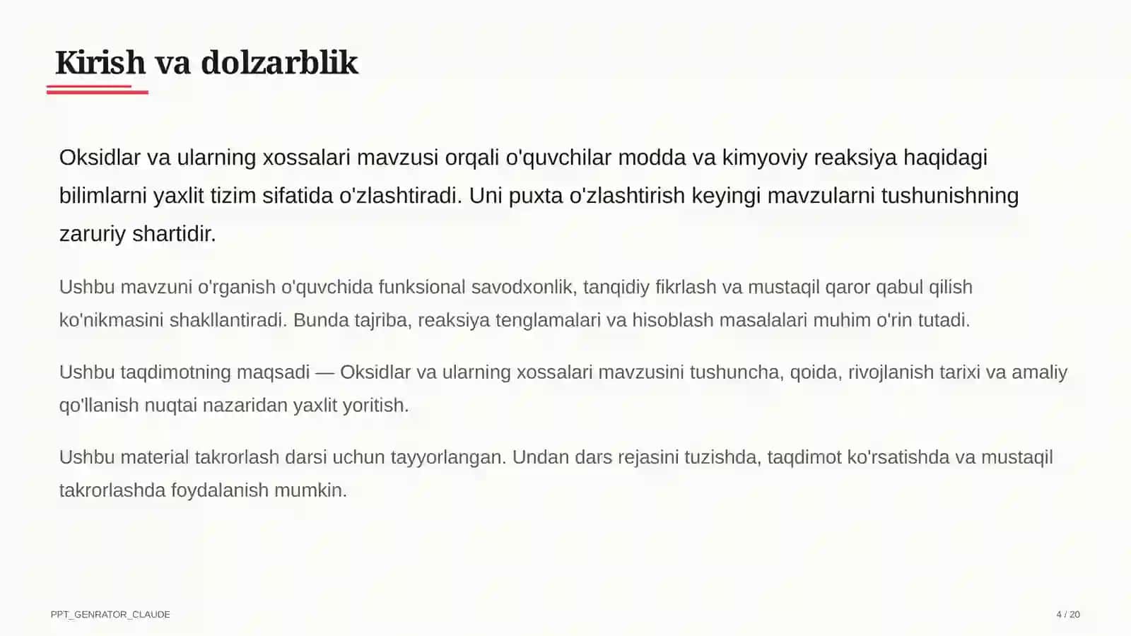 Oksidlar va ularning xossalari (8-sinf) 4