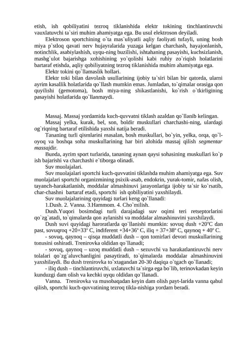 Jismoniy yuklamalarni me`yorlash. Jismoniy sifatlarni rivojlantirishni fiziologik asoslari 4