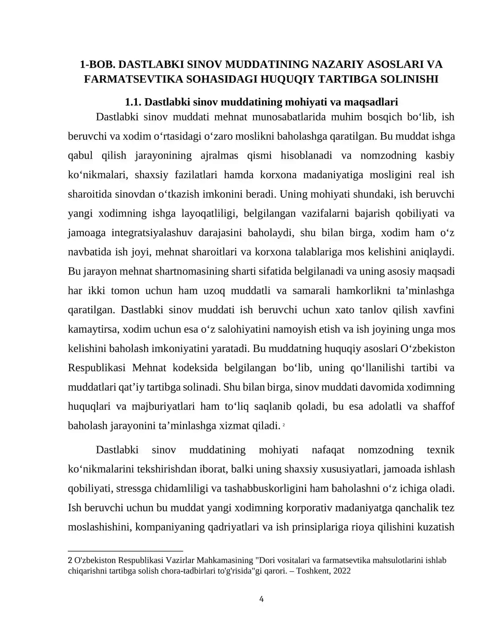 Dastlabki sinov muddati bilan ishga olish 4