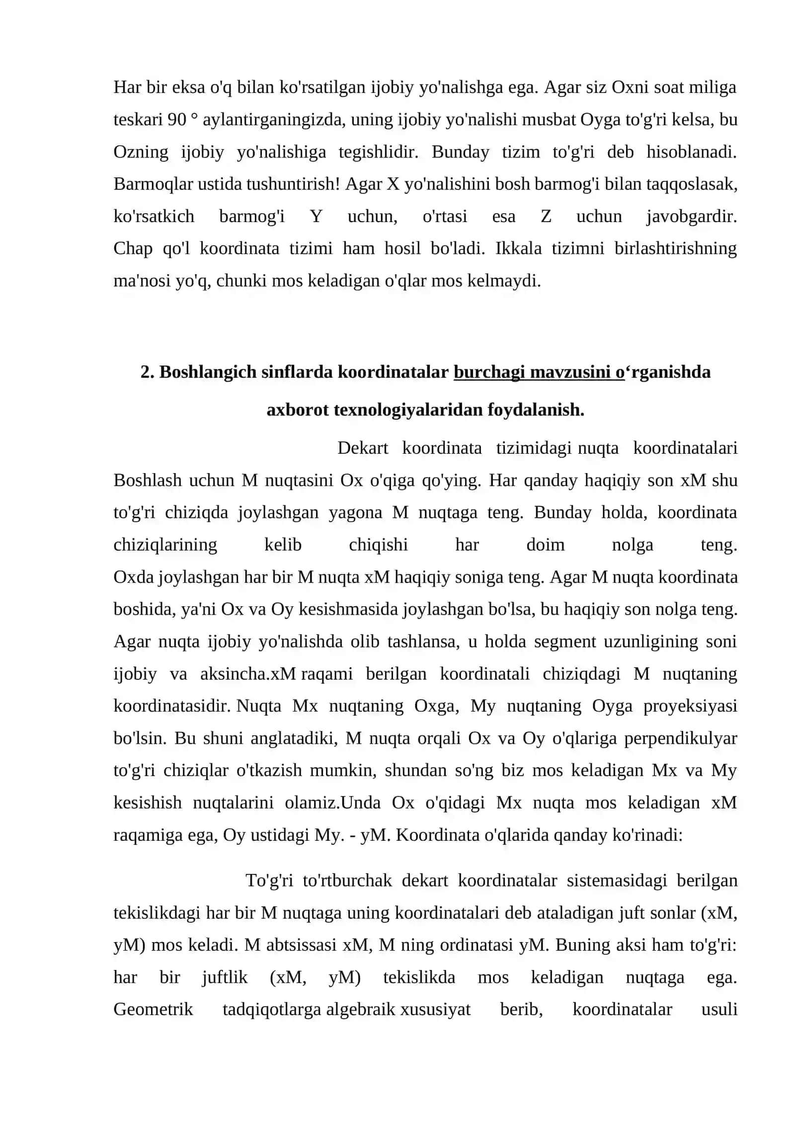 O’quvchilarni koordinata burchagi va nuqta koordinatasi bilan tanishtirish 4