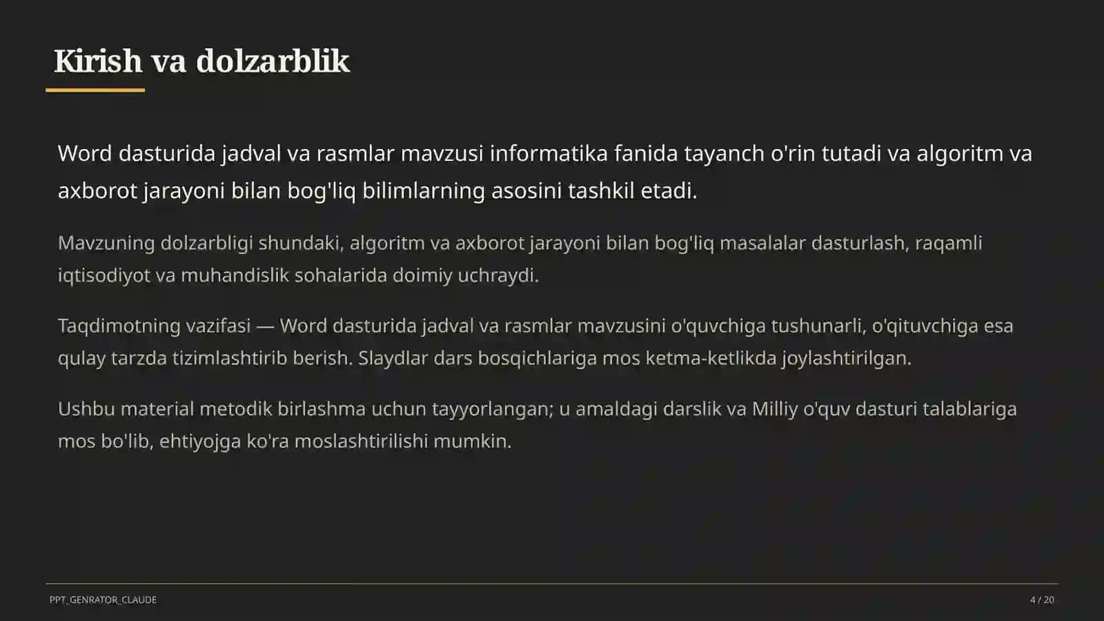 Informatika va axborot texnologiyalari (5–11) — metodik birlashma uchun 4