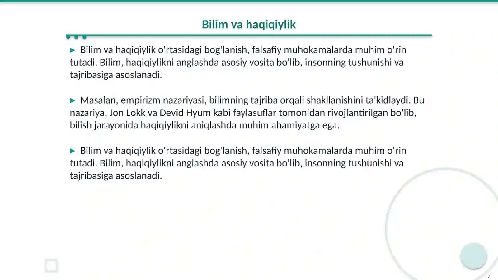 Bilish falsafasi 4