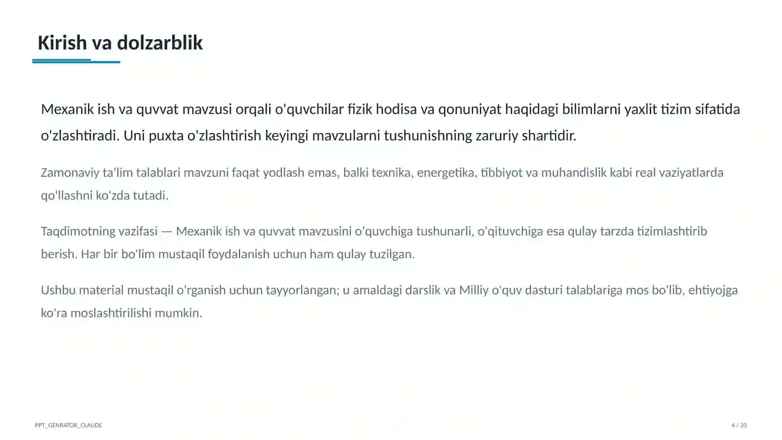Mexanik ish va quvvat (7-sinf) 4