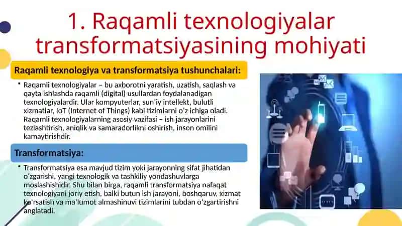 Raqamli texnologiyalar transformatsiyasi 4