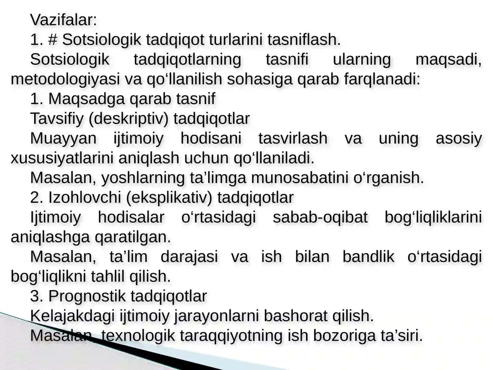 MAQSAD – SOTSIOLOGIK TADQIQOT TURLARINI TANLASH MEZONI SIFATIDA 4