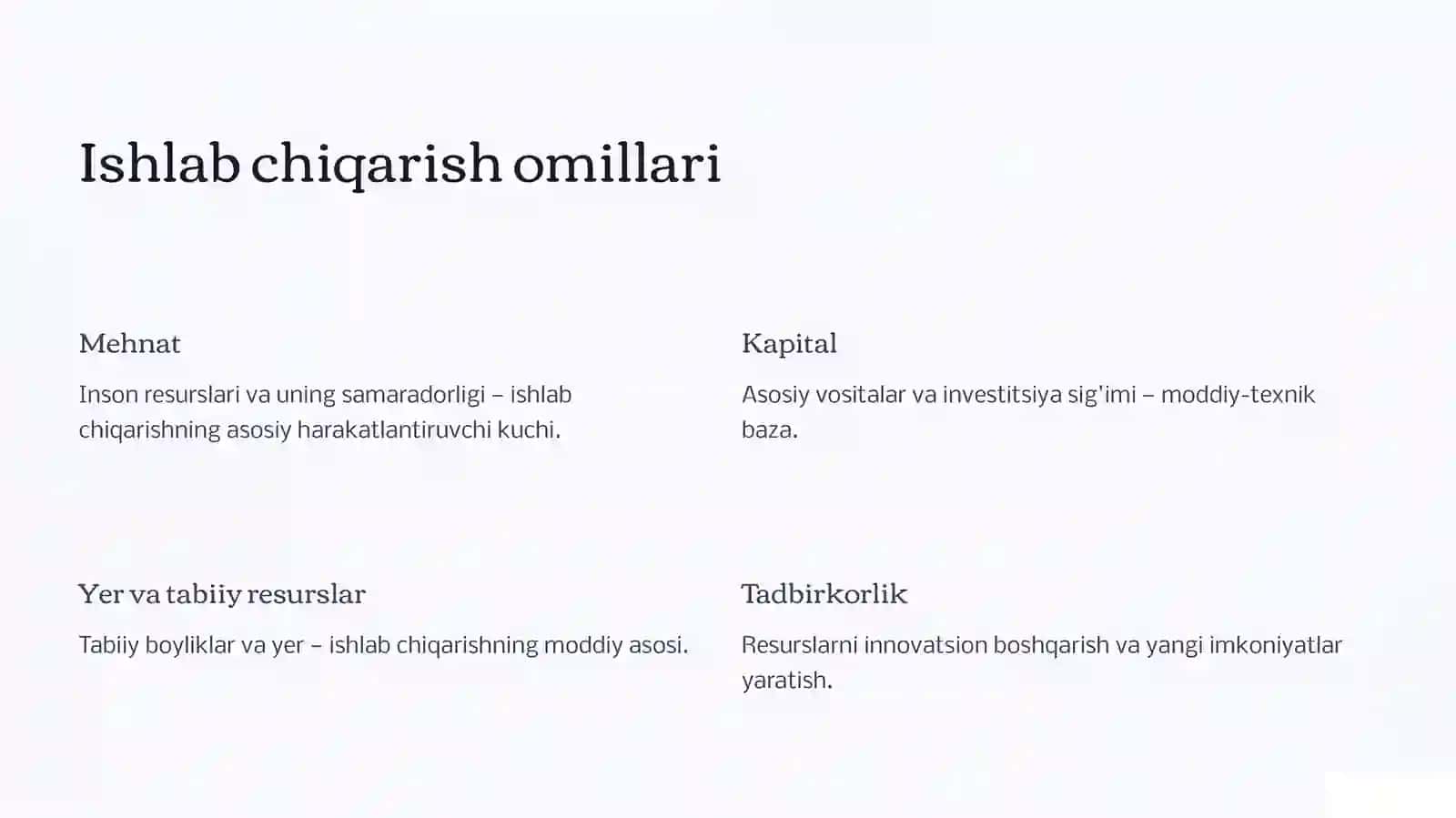 Iqtisodiy samaradorlik va uning ko'rsatkichlari 4