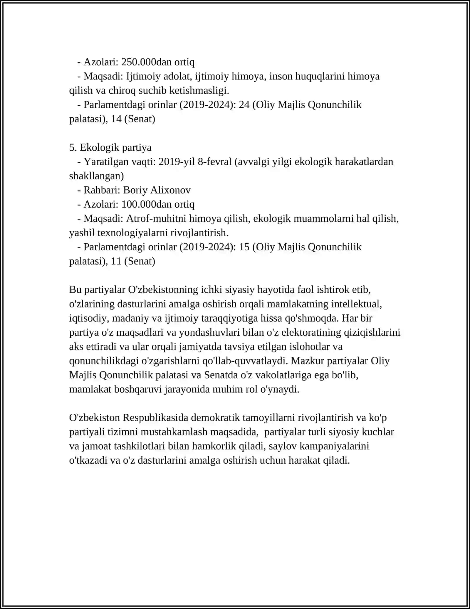 OʻZBEKISTON RESPUBLIKASI SIYOSIY PARTIYALARI 4