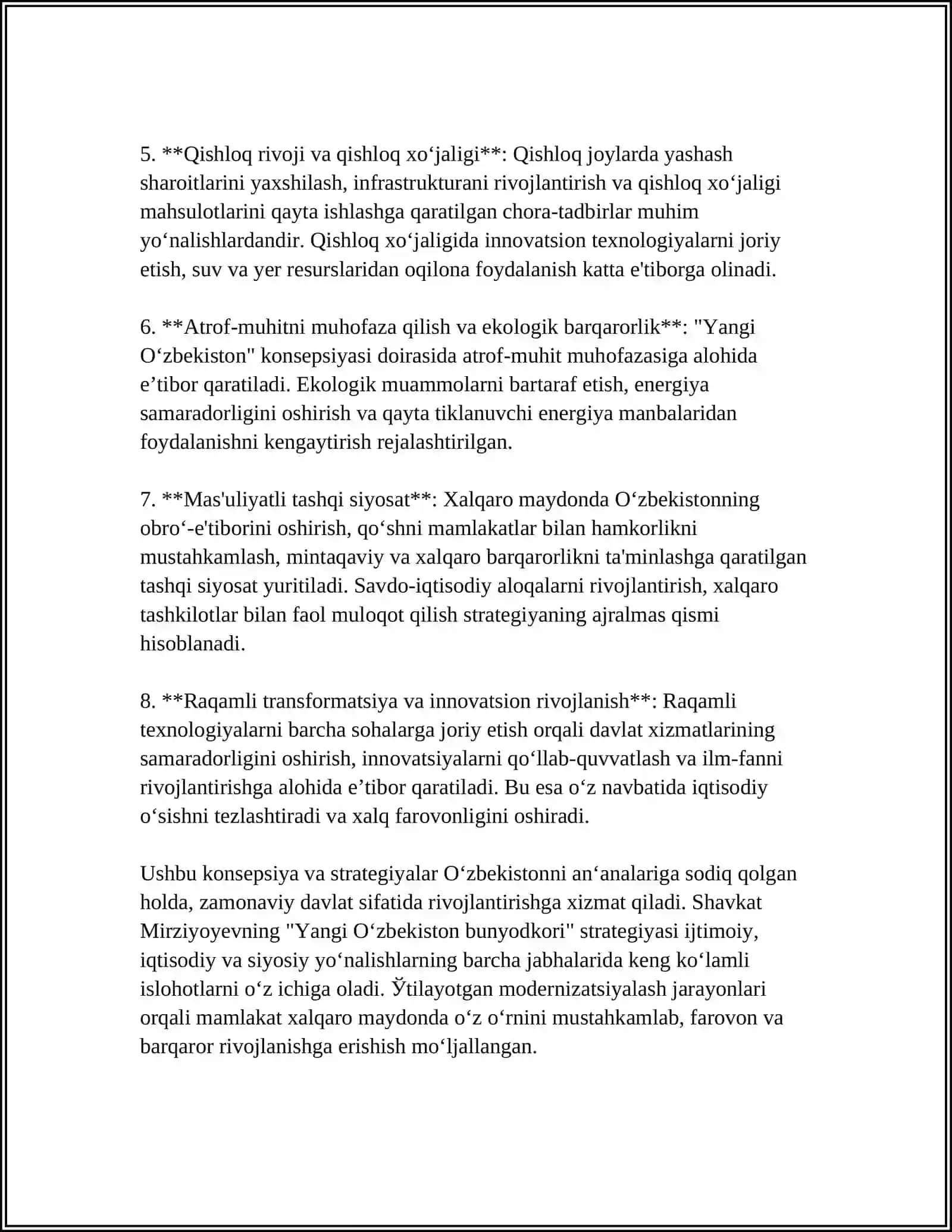 SHAVKAT MIRZIYOYEV "YANGI OʻZBEKISTON BUNYODKORI 4