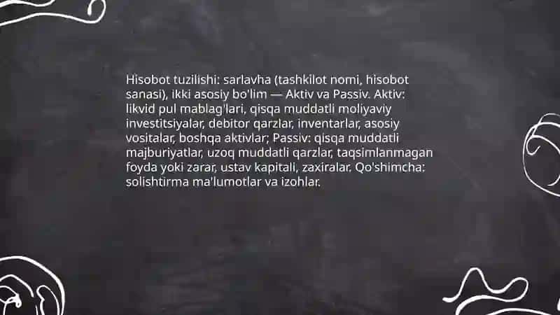 Moliyaviy holat to'g'risidagi hisobotni tuzish qoidalari 4