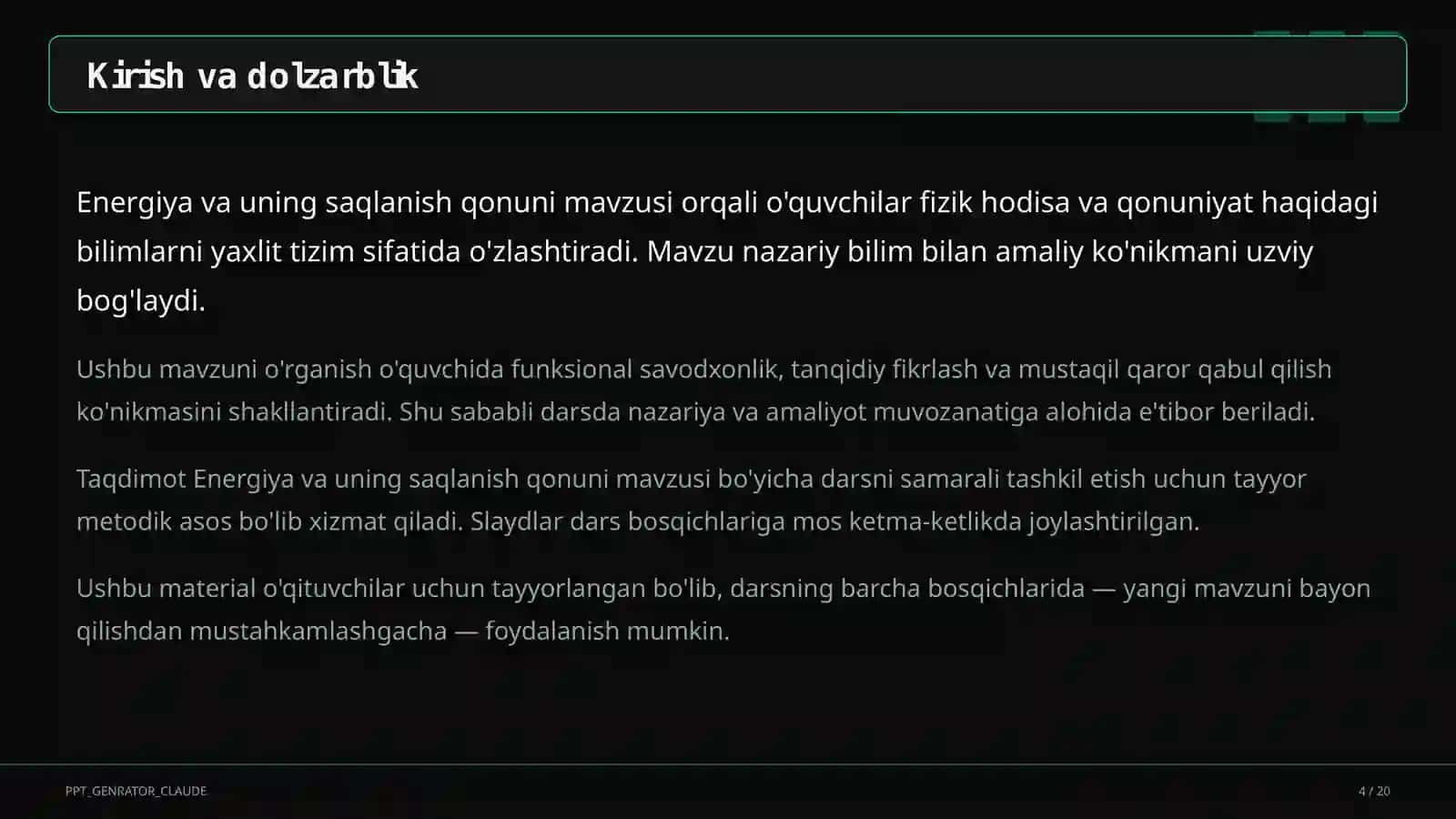Energiya va uning saqlanish qonuni (7-sinf) 4