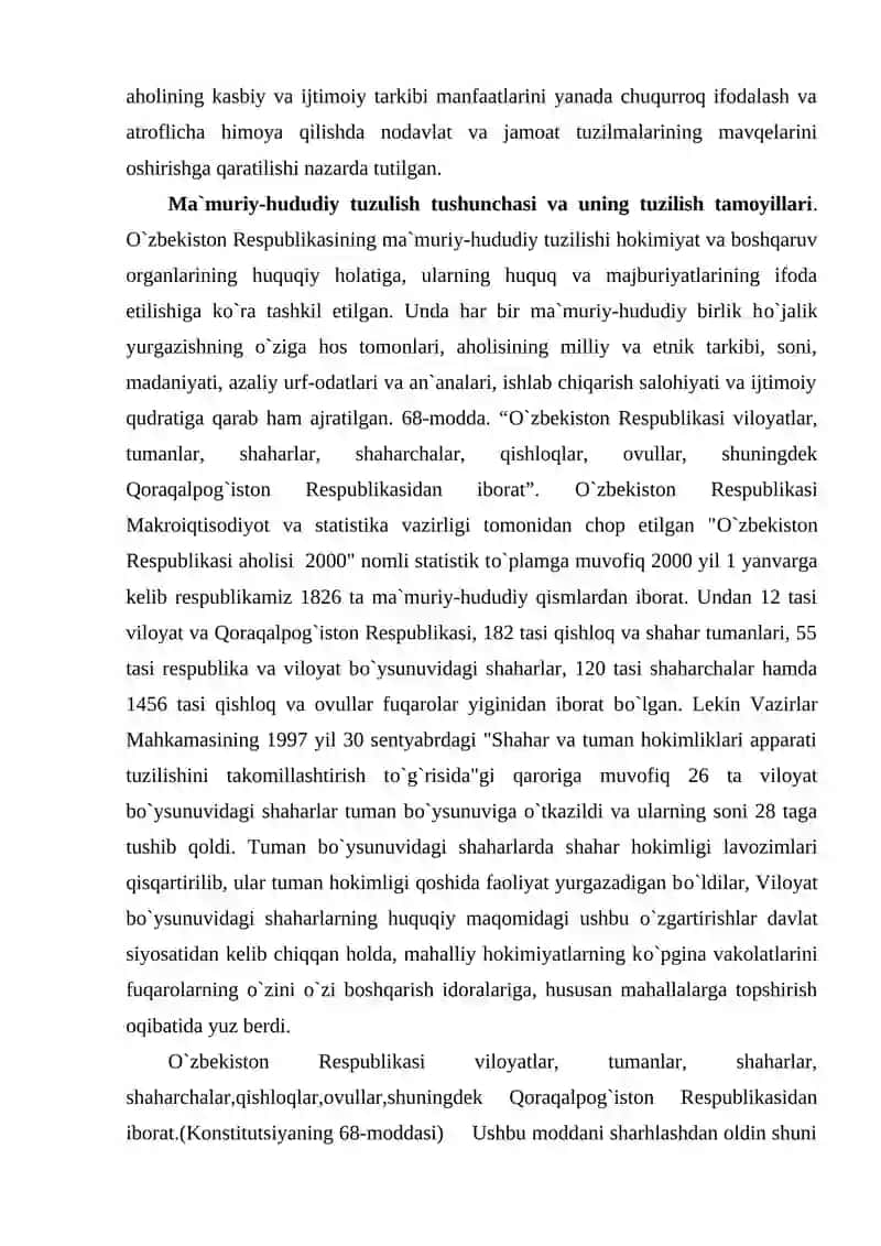 O`zbekiston Respublikasining milliy davlat va ma`muriy hududiy tuzilishi 4
