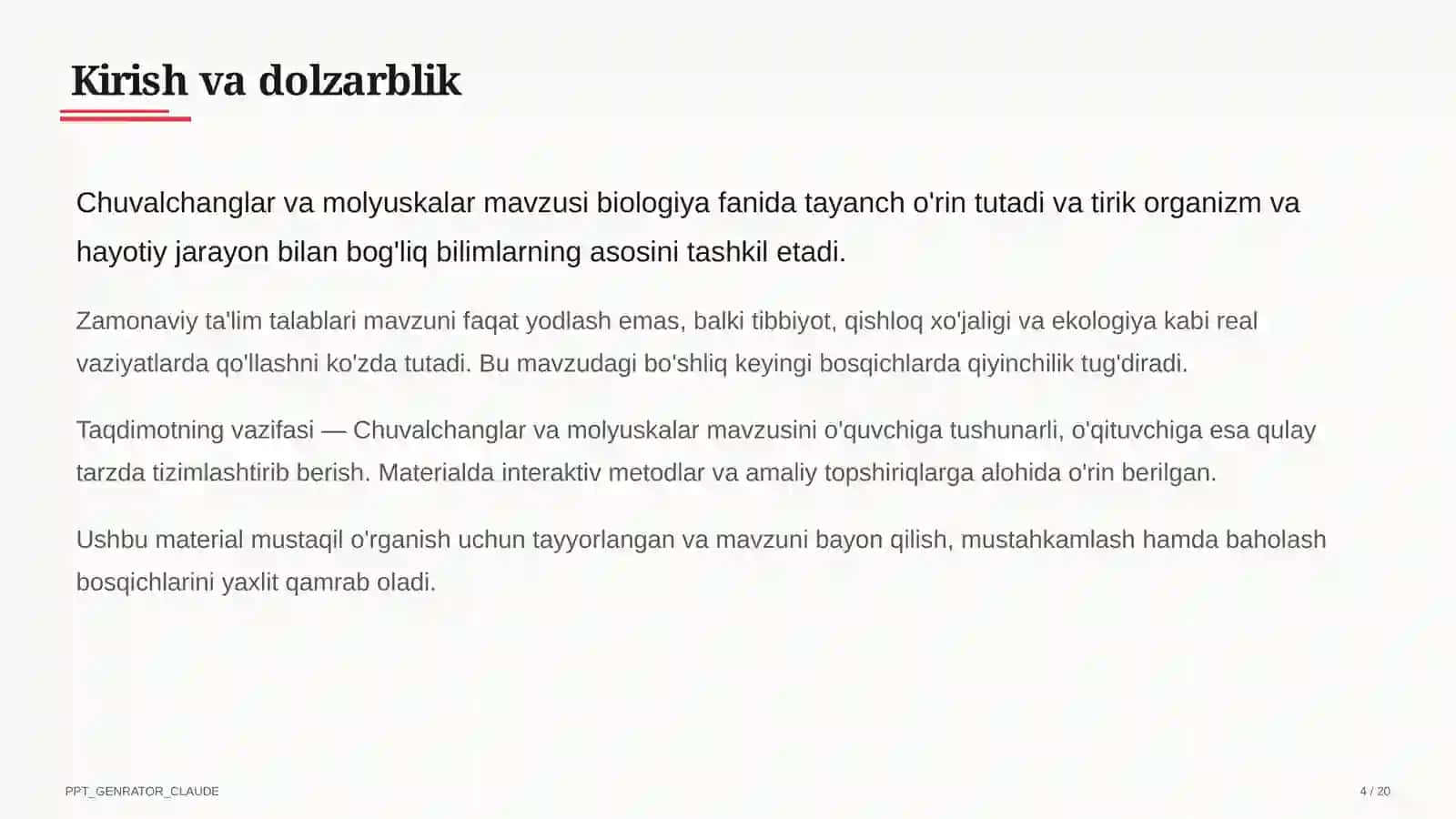 Chuvalchanglar va molyuskalar (7-sinf) 4