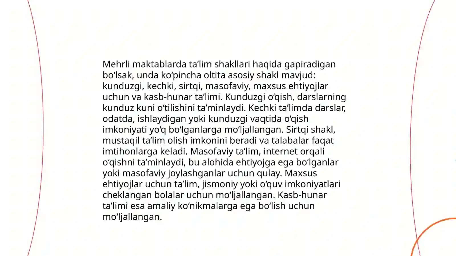 Inklyuziv, uy taʼlimi va Mehrli maktablarda pedagogik jarayonni tashkil etish yoʻllari va vositalari 4
