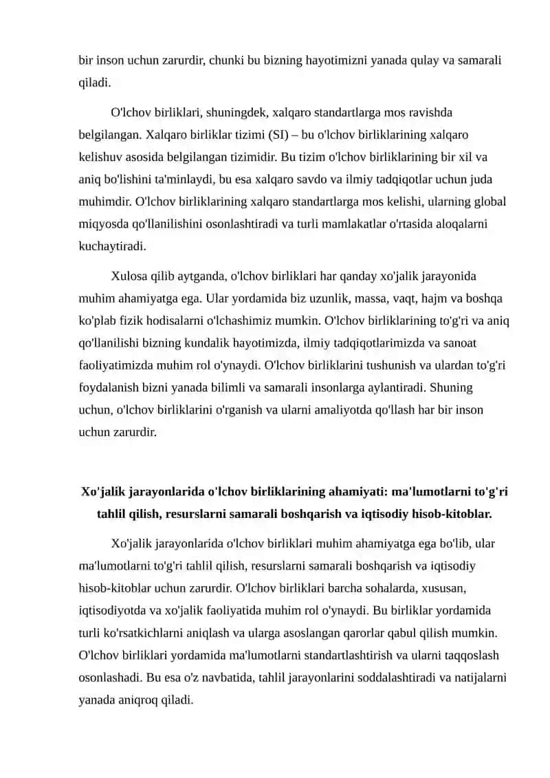 Xo'jalik jarayonidan qo'llaniladigan o'lchov birliklari 4