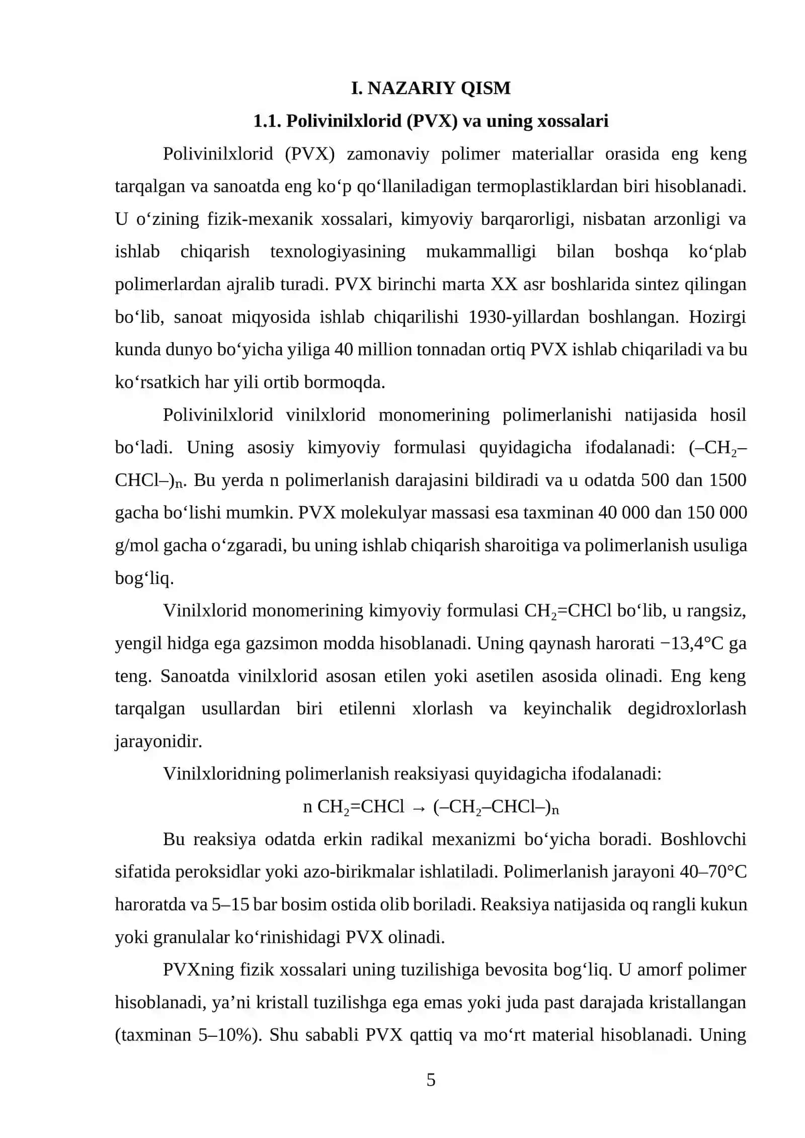 Ish unumdorligi Q=260 kg/soat bo‘lgan PVX dan plintus ishlab chiqaradigan texnologik liniyasini loyihalash. 4