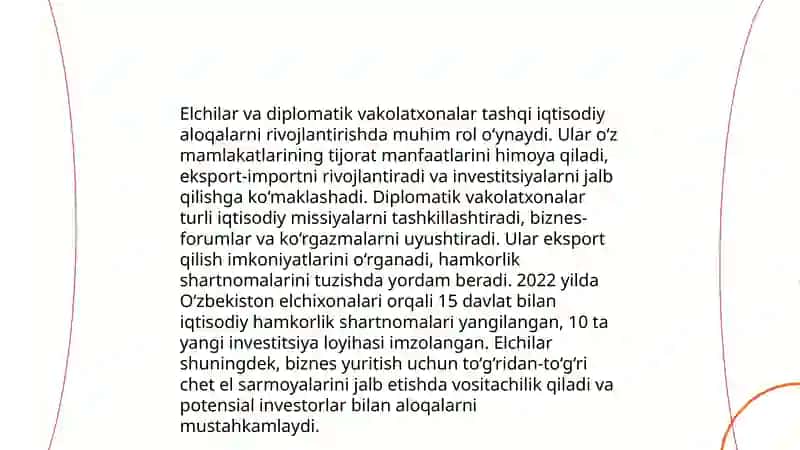 Chet davlatlar bilan savdo-iqtisodiy aloqalarni rivojlantirishda tashqi siyosat mahkamalarining roli 4