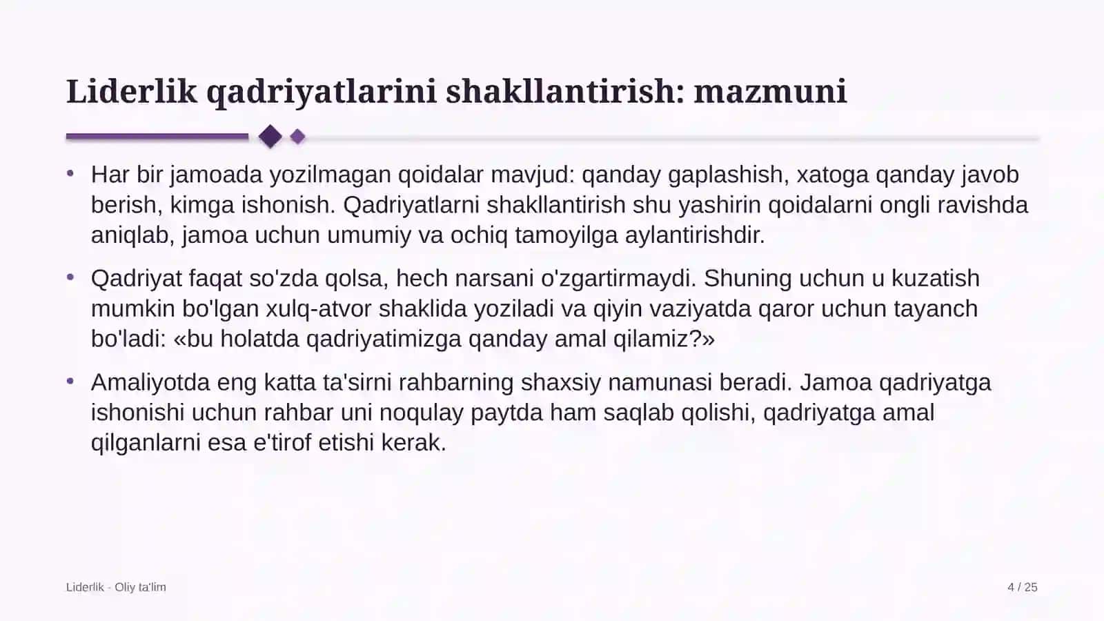 chakana savdoda liderlik qadriyatlarini shakllantirish 3466 4