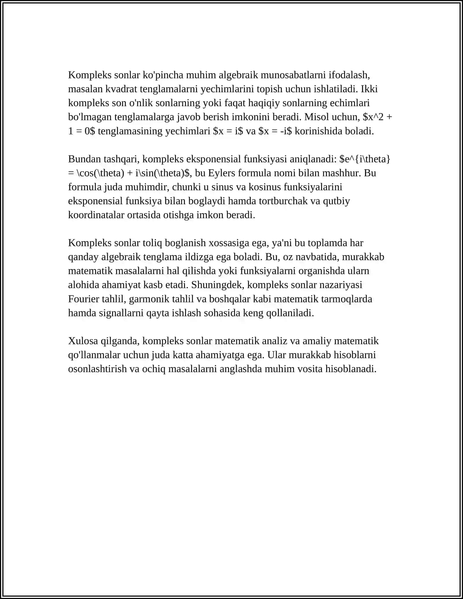 KOMPLEKS SONLAR 4