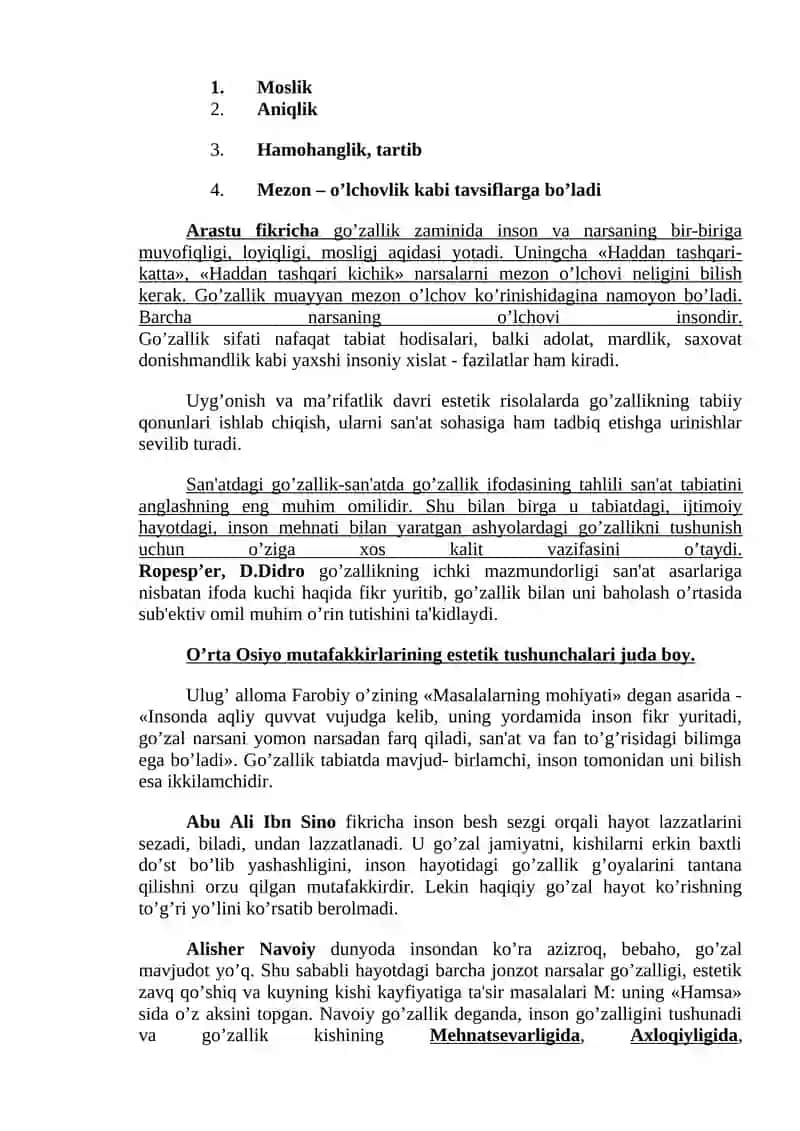 ESTETIKANING ASOSIY KATEGORIYALARI (TUSHUNCHALARI) 4