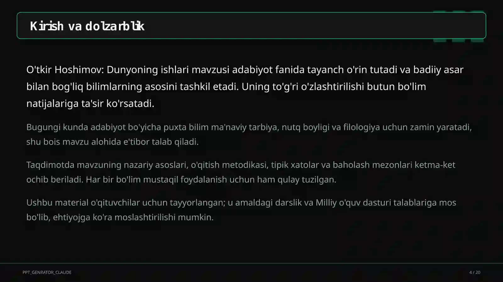 O'tkir Hoshimov: Dunyoning ishlari (7-sinf) 4